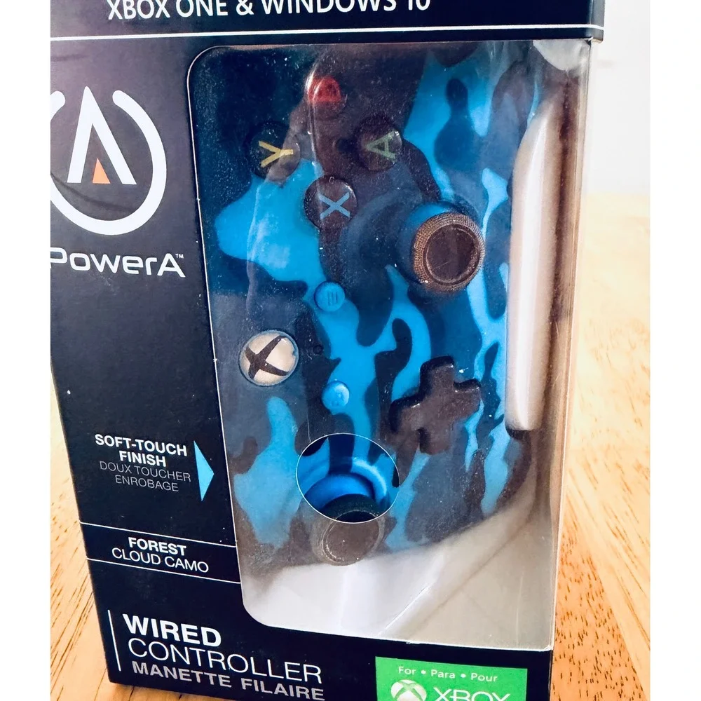 PowerA Wired Controller Xbox One Windows 10 Forest Cloud Camo Blue Soft-Touch